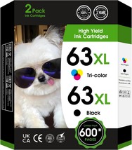 63XL Ink Cartridge for HP Ink 63 XL 63XL Black and Color Combo Pack High... - £55.73 GBP