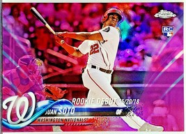 Pink Refractor! Juan Soto Rookie 2018 Topps Chrome Update #HMT98 Nationals - £786.58 GBP