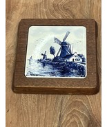 Vntg 5.5 x 6 Delft HOLLAND Plate Blue White  WINDMILL Tile Wall Hanging ... - £14.68 GBP