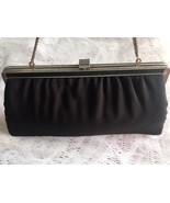Vintage 50s Clutch Evening Handbag HARRY LEVINE Black Silk HL Classy Mad... - $36.76 CAD
