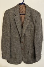 Harris Tweed 100% Scottish Wool Mens Blazer Sport Coat Jacket Brown SIZE 42 Long - £38.91 GBP