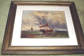 Dramatic Maritime Oil On Board Two Master Boat in Squall ca1900 Framed - £62.83 GBP