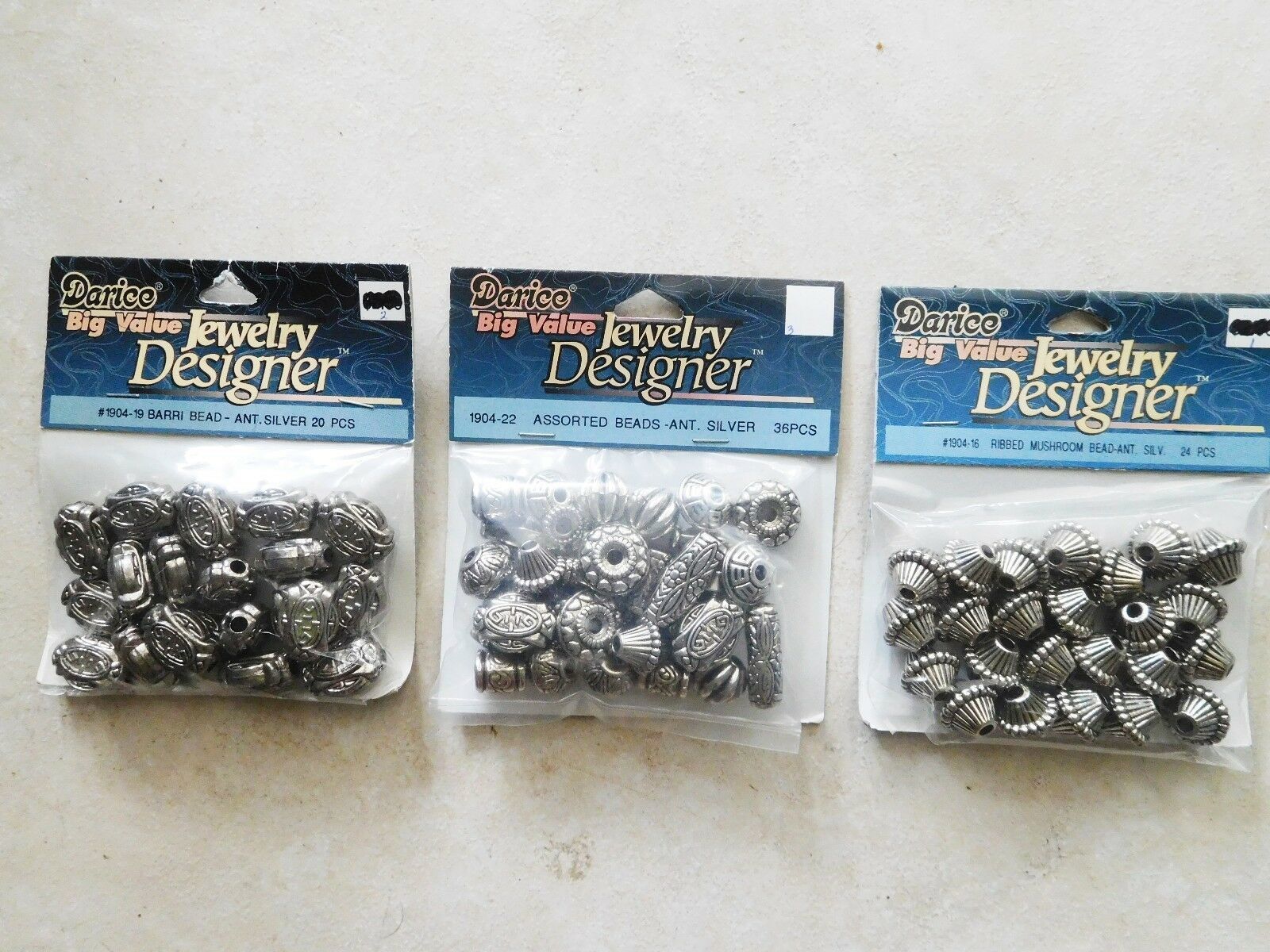Crafts BEADS 80 Darice Assorted Pieces Antique Silver NEW SEALED (CC) - $15.74