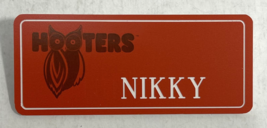 Hooters Restaurant Girl Nikky Orange / BLACK/WHITE Name Tag (Pin) - Waitress - £11.21 GBP