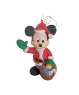 VTG Disney Plastic Santa Mickey Mouse Bag of Toys Christmas Ornament 4”x2&quot; - £12.75 GBP