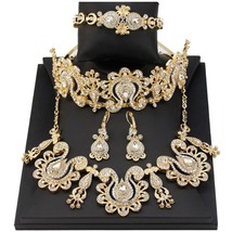 Gold Color Turkish Bride Wedding Jewelry Sets Algeria Crystal Women Crown Earrin - £57.07 GBP