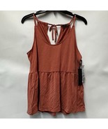 Black Tape Womens M Dusty Orange Tie Back Knit Peplum Tank Top NWT CS45 - $26.87 CAD