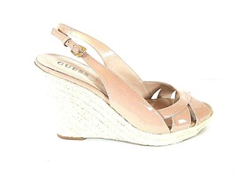 Guess Women&#39;s Beige Wedge Heel Peep Toe Sling Back Sandals Shoes 10 M (S... - £19.34 GBP