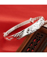 999 Fine Silver Lucky Dragon Bangle Bracelet #2 - £12.58 GBP