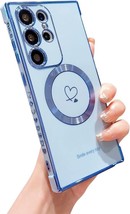 Compatible with Samsung Galaxy S23 Ultra Case, Luxury Heart Design (Blue) - £10.82 GBP