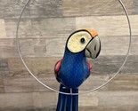 Hand Painted 16&quot; Ceramic Parrot Bird Figurine on Hanging Metal Hoop ~ Vi... - $38.69