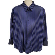 Robert Graham Flip Cuff Snap Button Long Sleeve Blue Striped Shirt 2XL - £23.00 GBP