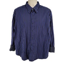 Robert Graham Flip Cuff Snap Button Long Sleeve Blue Striped Shirt 2XL - £21.98 GBP