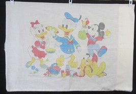 DISNEY PENN-CREST vintage 1960s pillow case Mickey Mouse Pluto Donald Da... - $17.81