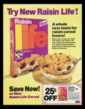 1984 Quaker Raisin Life High Protein Cereal Circular Coupon Advertisement - £14.85 GBP