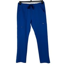 Figs Technical Collection Large Scrubs Pants Elastic Waist Pockets Straight Blue - £18.03 GBP