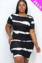 Plus Size Tie-dye Print Bodycon Dress - $18.00