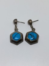 Vintage Sterling Silver 925 Mexico Southwestern Turquoise Earrings - £23.76 GBP