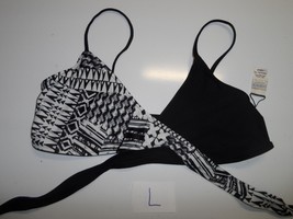 L Space Chloe Ivory Coast Wrap Bikini Top Only Black Size L-$88 Nwot - £34.63 GBP