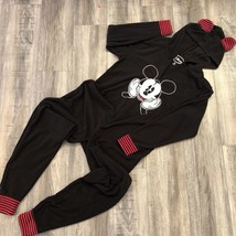 Disney Mickey Mouse Womens Hooded Pajama S 4/6 One Piece Adult Sleeper Fleece - £12.30 GBP