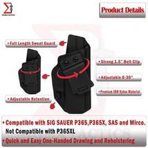 Concealed Holster IWB Kydex for Sig Sauer P365/P365 SAS/P365X Pistol w/Belt Clip - £14.70 GBP