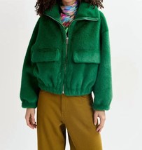 Essentiel Antwerp genz faux fur bomber jacket in Dark Green - size L - £255.56 GBP