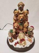The Danbury Mint Golden Retriever Family Christmas Tree Dog Lighted Figurine - £277.83 GBP