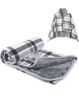Grey-White Forestfish Fleece Wearable Blanket, Plaid Lap Blanket Cozy Po... - $31.93