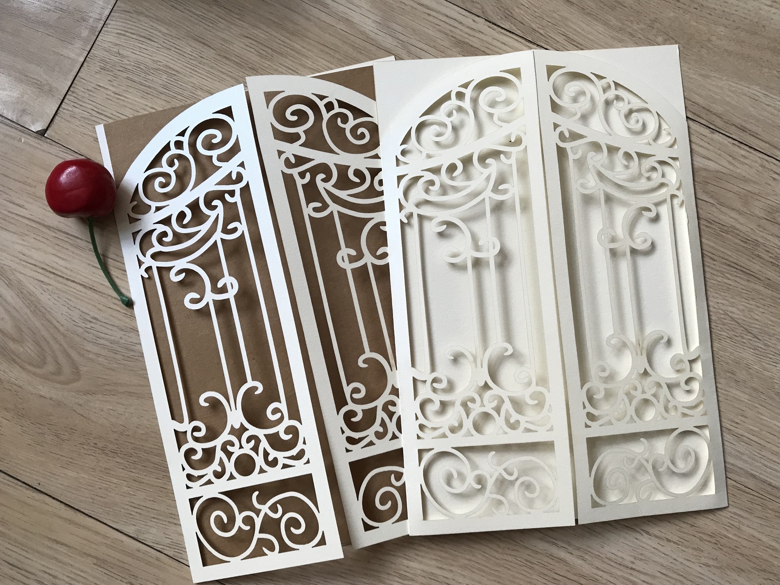 50pcs pearl Cream Gate Wedding Invitation cards,Laser Cut Invitation ...