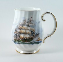 Royal Kent  Sailing Ship Mug Nautical England Bone China Gold Trim Vintage - £11.98 GBP