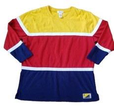 Jones New York Rugby Top Womens 1X Red Yellow Blue Color Block 3/4 Sleev... - $17.62