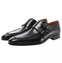 Handmade Men Black Leather Dress Shoes, Men Black Double Monk Shoes - $149.99
