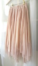 Blush Pink Long Tulle Skirt Outfit Women Custom Plus Size High-low Tulle Skirt image 6