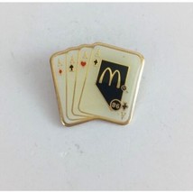 Vintage Four Of A Kind Aces Playing Cards McDonald&#39;s Employee Hat Pin Rare - £10.35 GBP