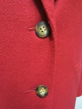 Vtg LANDS END Cranberry Red Herringbone WOOL BLAZER Hacking Jacket 6P 38... - $29.99