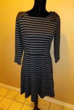 Maison Jules Black White Striped Bow Dress Medium  - £19.55 GBP