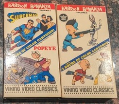 Kartoon Bonanza Volumes 1 &amp; 2 VHS Collection Popeye, Superman, Looney Tunes - £11.95 GBP