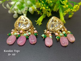 Bollywood Actress Goldplated Kundan Meena Bridal Earrings Jewelry Set Offer e - £14.05 GBP