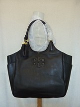 NEW Tory Burch Black Pebbled Leather Thea Round Tote - $495 - $495.00