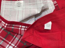 Classic Hemstitch Tablecloth (52"x70") + Red Plaid Tea Towel 100% Cotton... - $19.80
