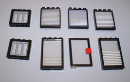 8 Used LEGO Black 1x4x5 Window &amp; Doors Clear Glass 2493 - 73436c01 - 444... - $9.95