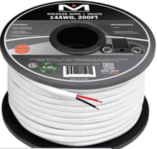 Mediabridge 14AWG 2-Conductor Speaker Wire (200 Feet, White)  - £63.82 GBP