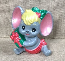 Vintage Kitsch Hobbyist Ceramic Big Ears Baby Christmas Mouse Figurine Holiday - £10.90 GBP