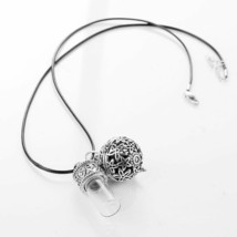 Oil Diffuser Necklace Aromatherapy Glass Vial Bottle Jewelry Silver Black 24&quot; - £19.96 GBP