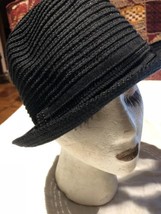Vintage Black Ribbon Fedora Hat - £35.43 GBP