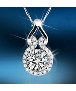 BRAND NEW CZ Silver Plated Pendant &amp; Box Chain W/Gift Bag~Drop Dead Gorg... - £10.75 GBP