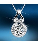 BRAND NEW CZ Silver Plated Pendant &amp; Box Chain W/Gift Bag~Drop Dead Gorg... - $18.32 CAD