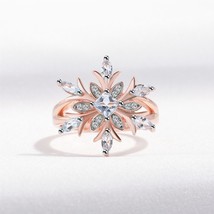 925 Sterling Silver Rings For Women Snowflake Gemstone Topaz Rose Gold Plated Lo - £25.26 GBP