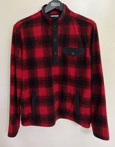 Duluth Trading Co Mens Lg Red Buffalo Plaid 1/4 Snap Fleece Pullover Swe... - $19.79
