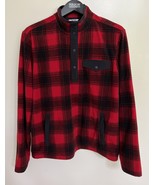 Duluth Trading Co Mens Lg Red Buffalo Plaid 1/4 Snap Fleece Pullover Swe... - $27.06 CAD